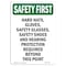 Signmission OSHA SAFETY FIRST Sign, Hard Hats Gloves Safety Glasses, 10in X 7in Aluminum, 7" W, 10" H, Portrait OS-SF-A-710-V-11158 - alternate 1